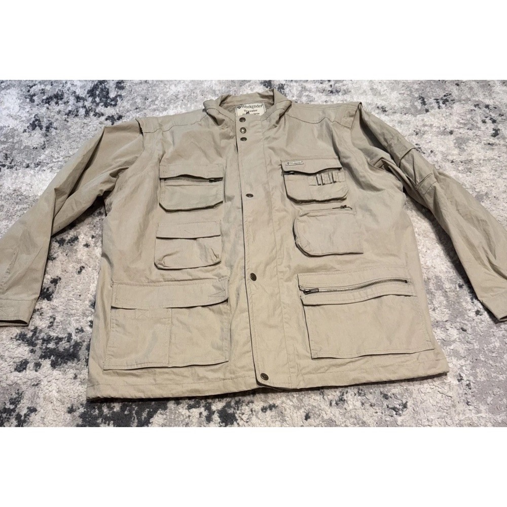 WEEKENDER TRAVELER Adventure Series Beige Lots Of Pockets Vest / Jacket Sz Large